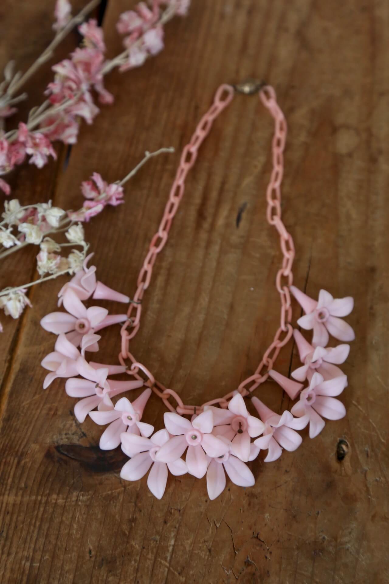 1930's Dusty Pink Celluloid Necklace