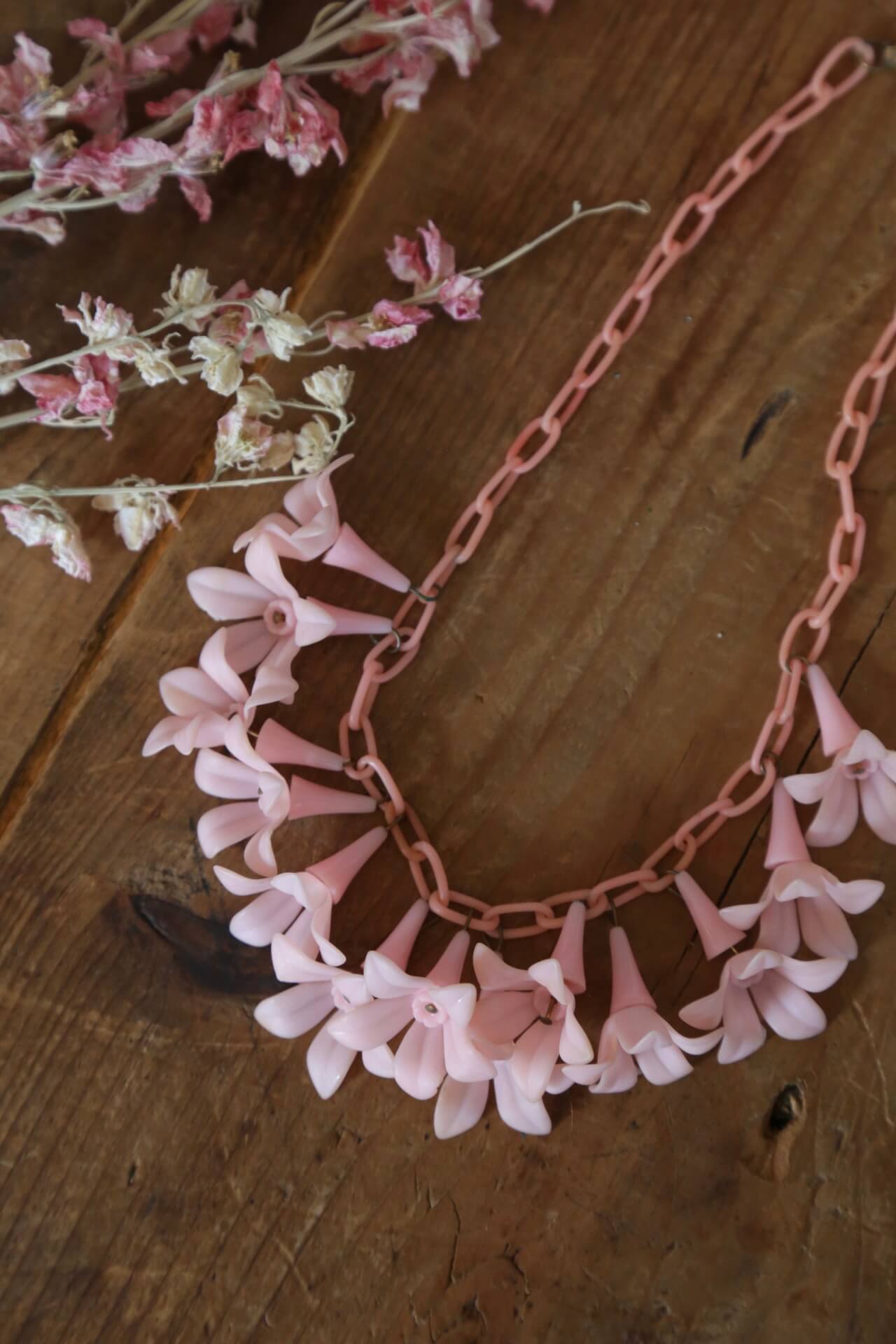 1930's Dusty Pink Celluloid Necklace
