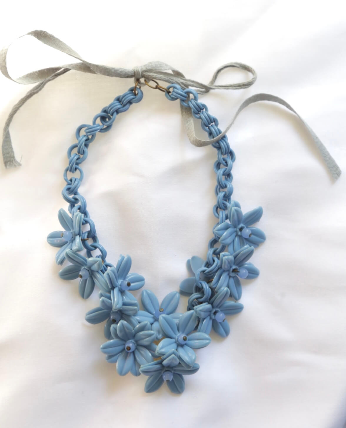 1930's Cornflower Celluloid Necklace