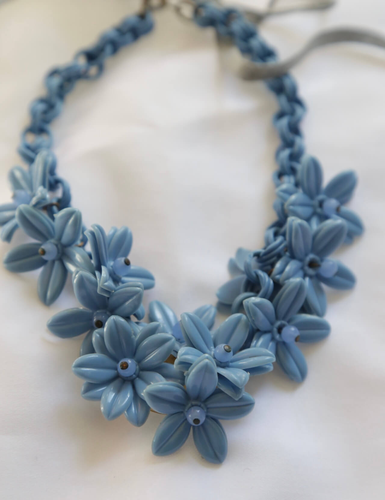 1930's Cornflower Celluloid Necklace