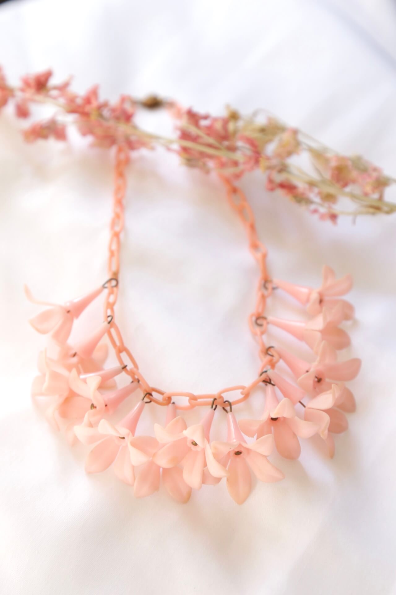 1930's Dusty Pink Celluloid Necklace