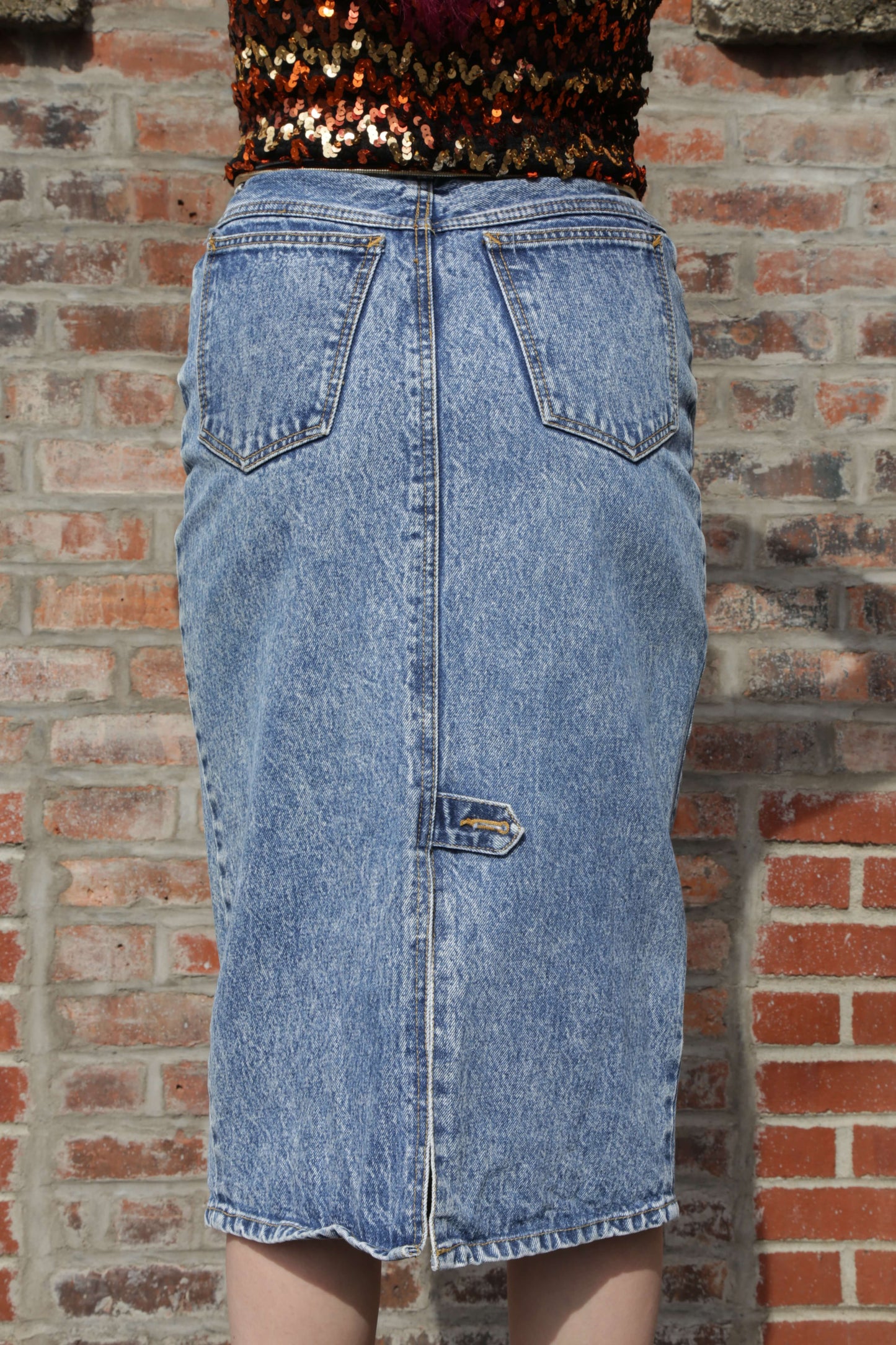 1980's Bejeweled Denim Skirt
