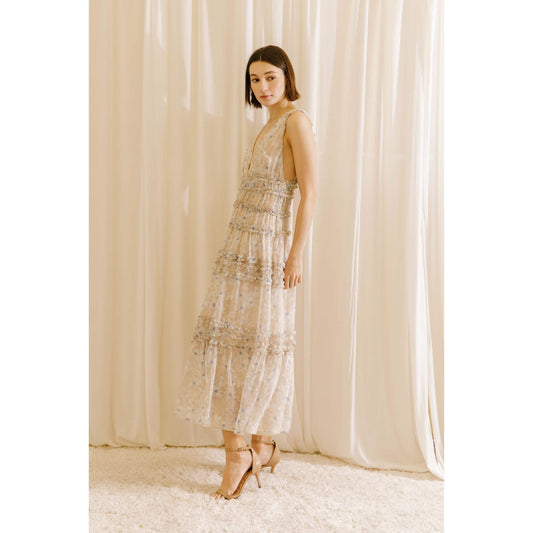 Lily Print Ruffled Midi Dress