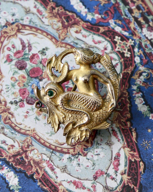 1880's Golden Mermaid Brooch