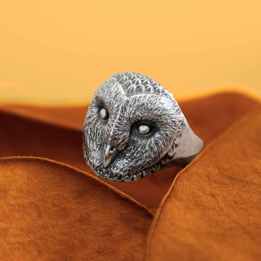 Sterling Silver Barn Owl Ring
