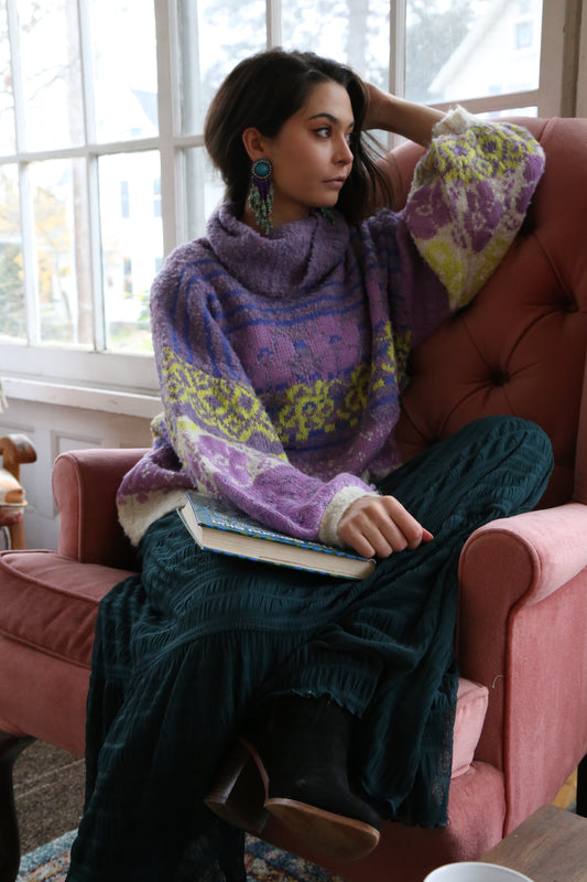 Floral Balloon Sleeve Sweater
