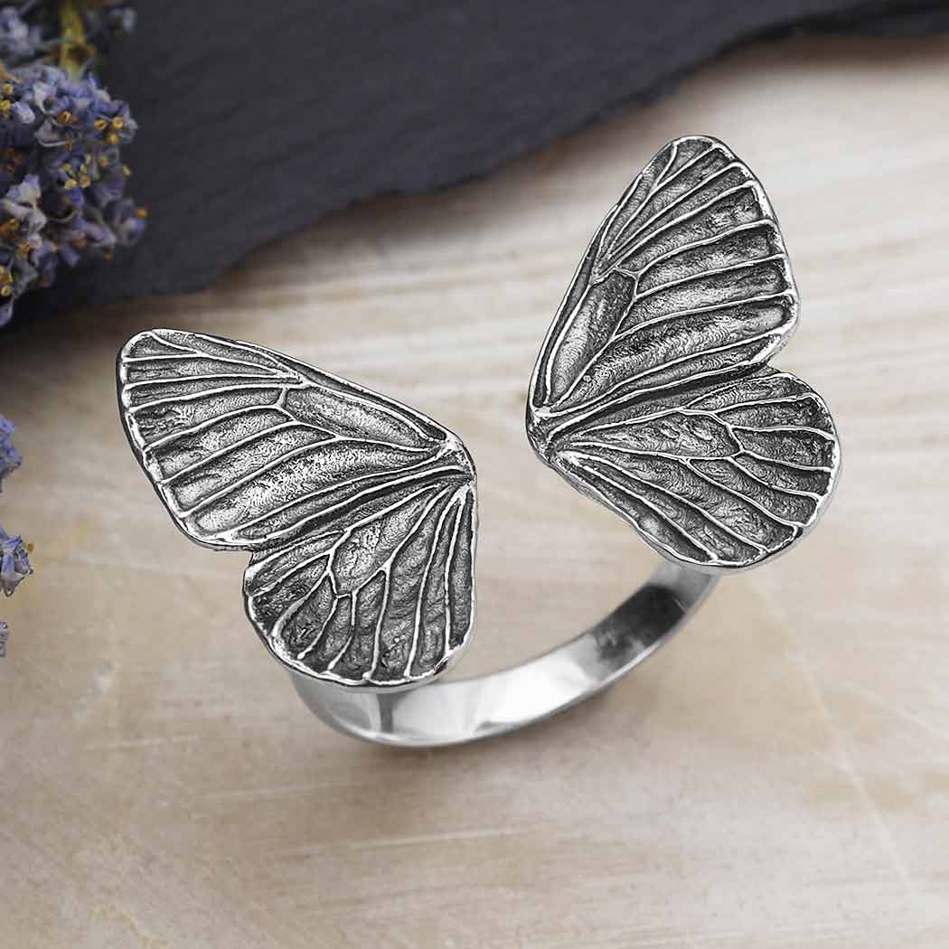 Sterling Silver Adjustable Butterfly Wings Ring