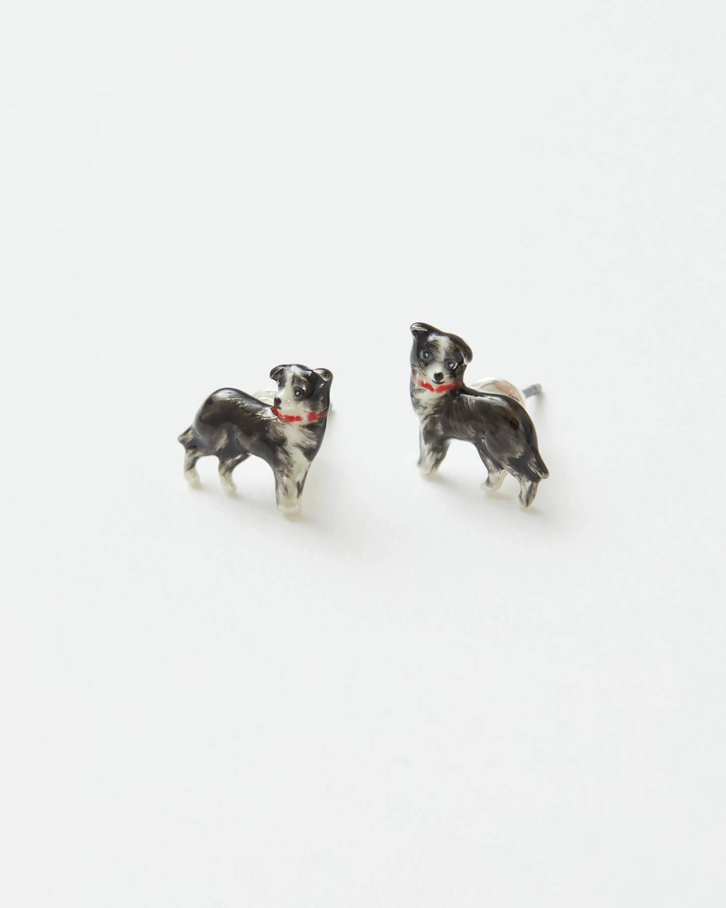 Enamel Collie Dog Stud Earrings