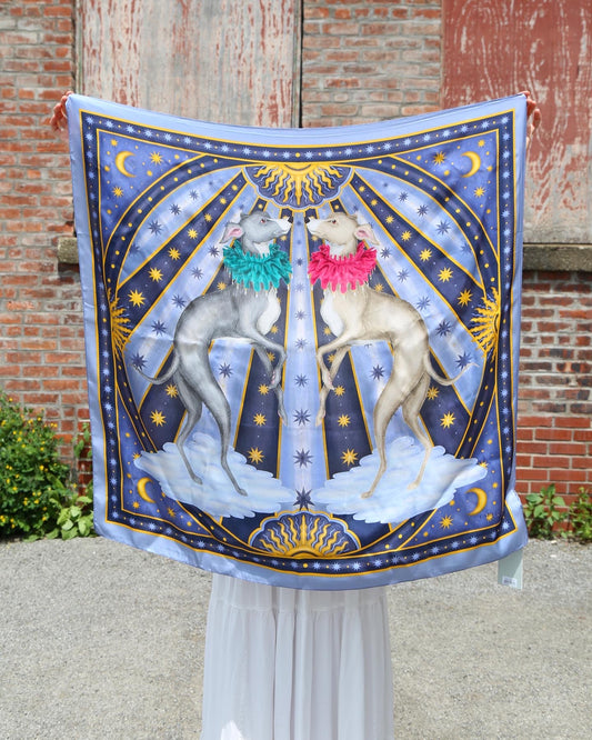 Fable Pet Portraits Whippet Silk Square Scarf