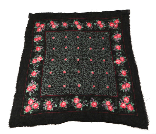 1970's Metallic Rose Blanket Scarf