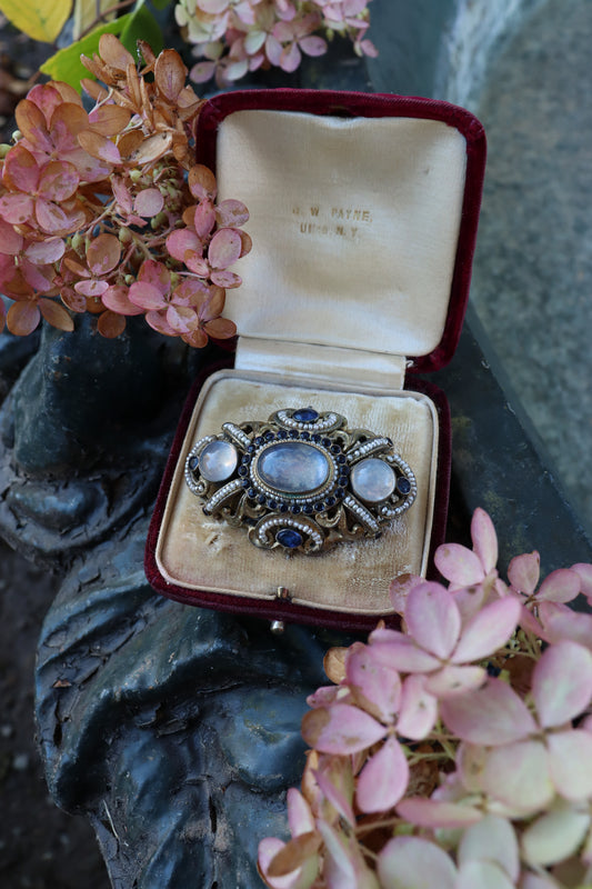 1900s Victorian Austrian Hungarian Seed Pearl Brooch