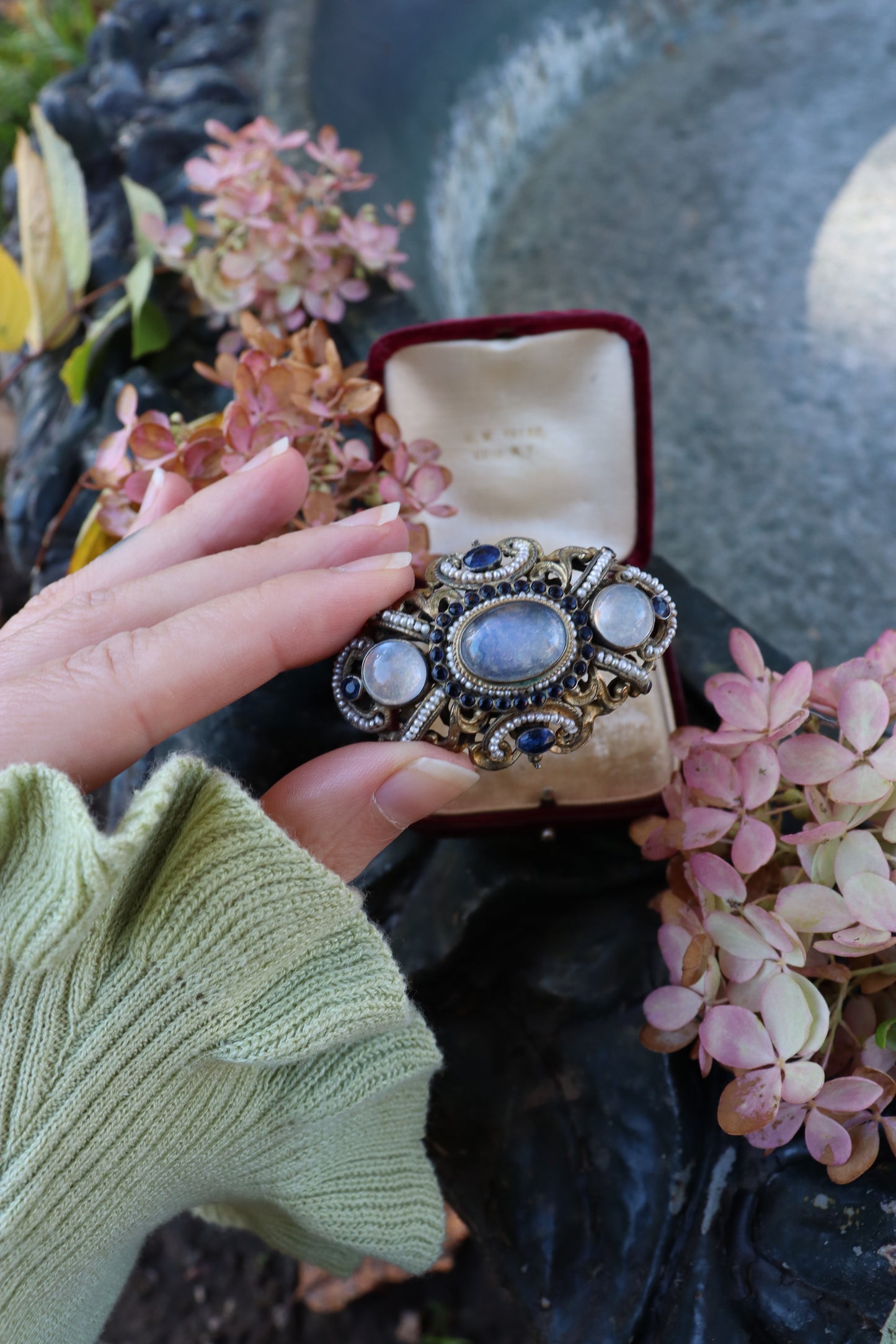 1900s Victorian Austrian Hungarian Seed Pearl Brooch