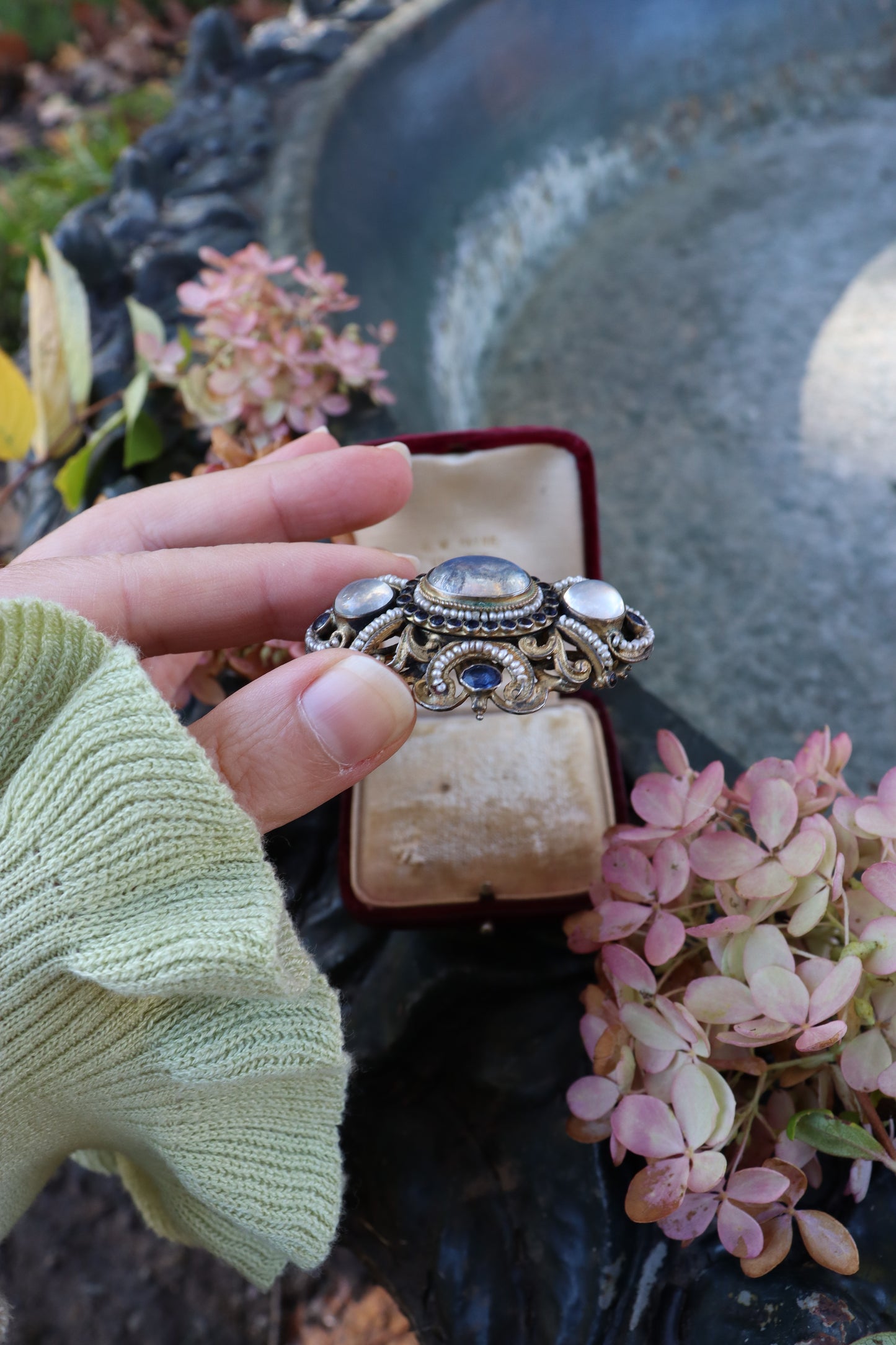1900s Victorian Austrian Hungarian Seed Pearl Brooch