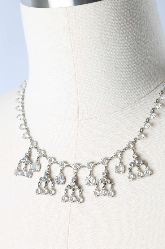 1930's Bezel Set Crystal Necklace