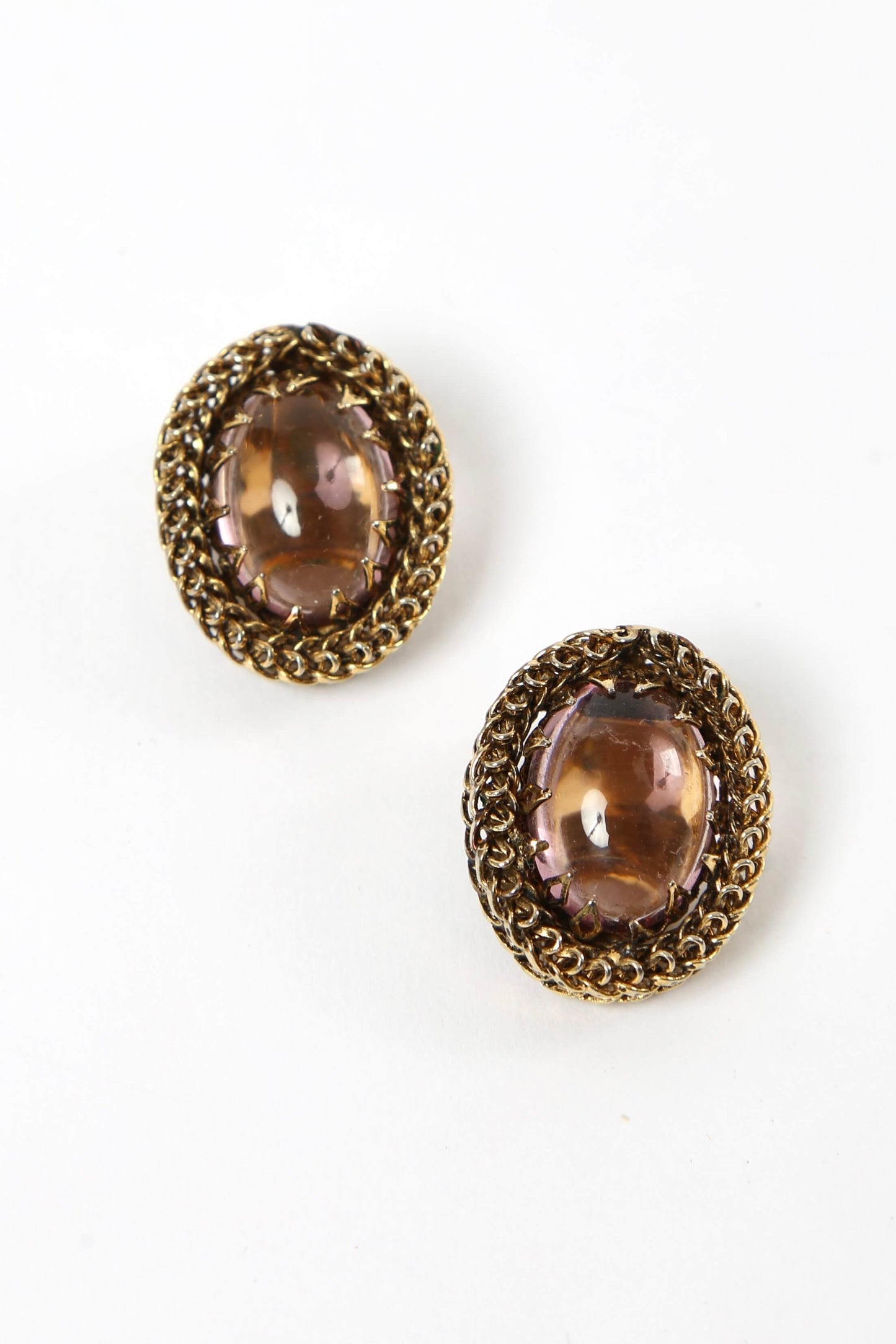 1950's Designer Schreiner Lavender Cabochon Earrings