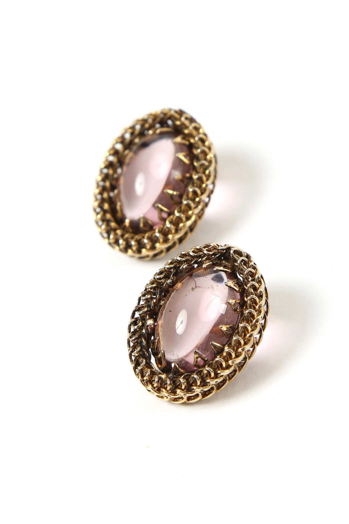 1950's Designer Schreiner Lavender Cabochon Earrings