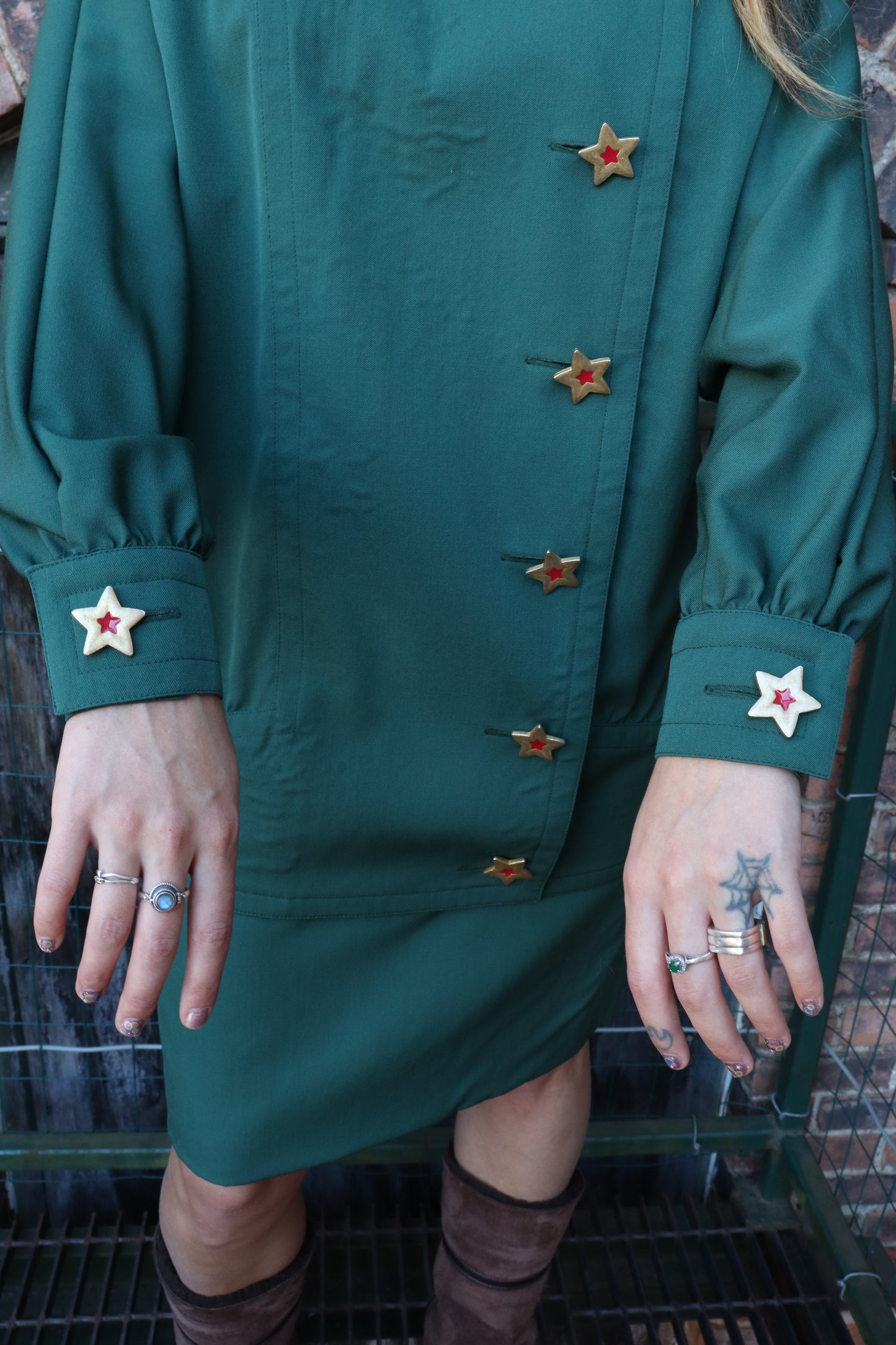 1980's Ann Lawrence Today Green Star Suit