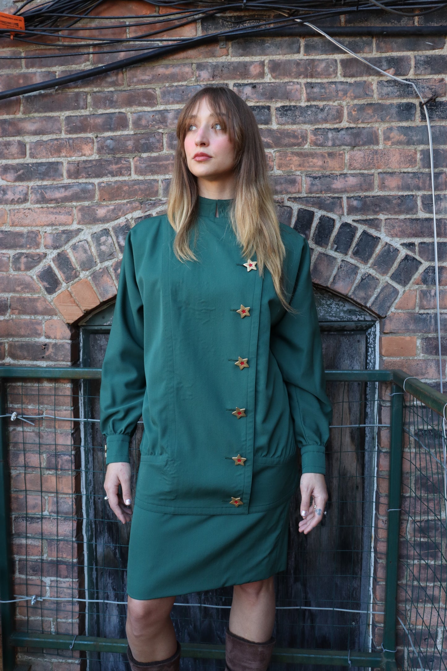 1980's Ann Lawrence Today Green Star Suit