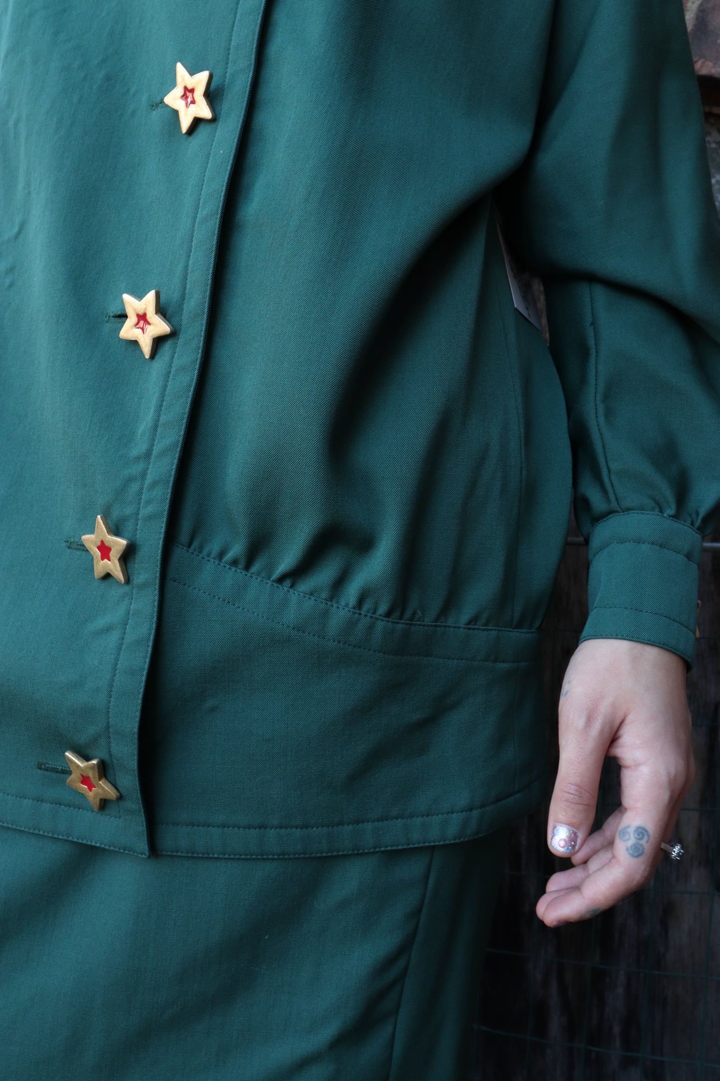 1980's Ann Lawrence Today Green Star Suit