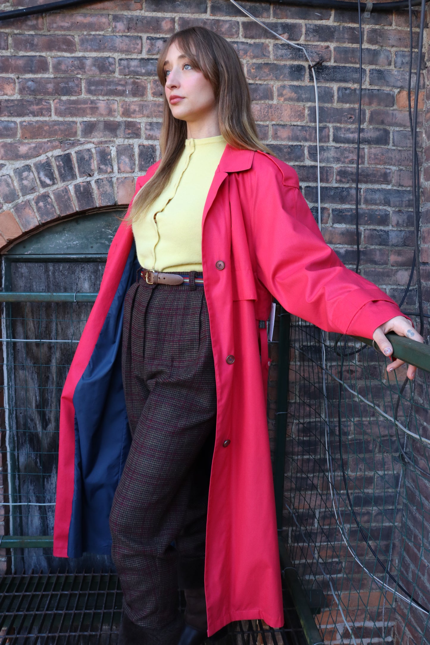 1980's London Fog Cherry Red Trench Coat