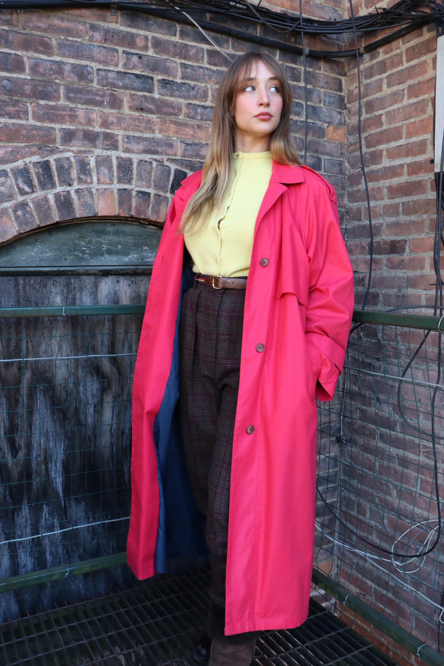 1980's London Fog Cherry Red Trench Coat
