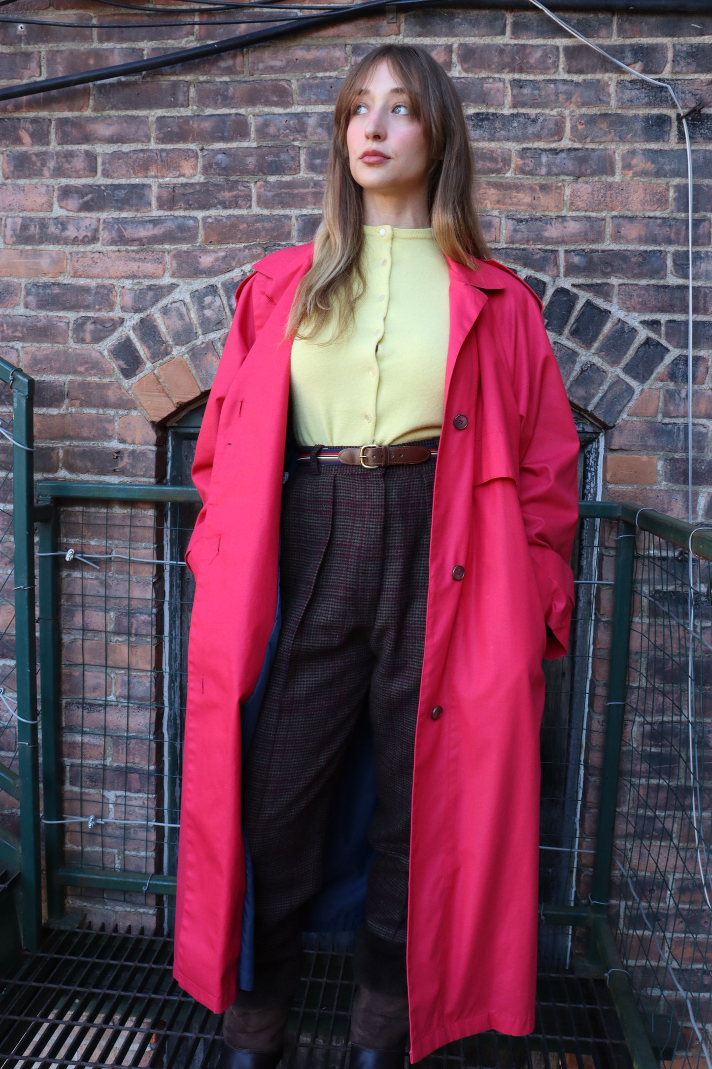 1980's London Fog Cherry Red Trench Coat