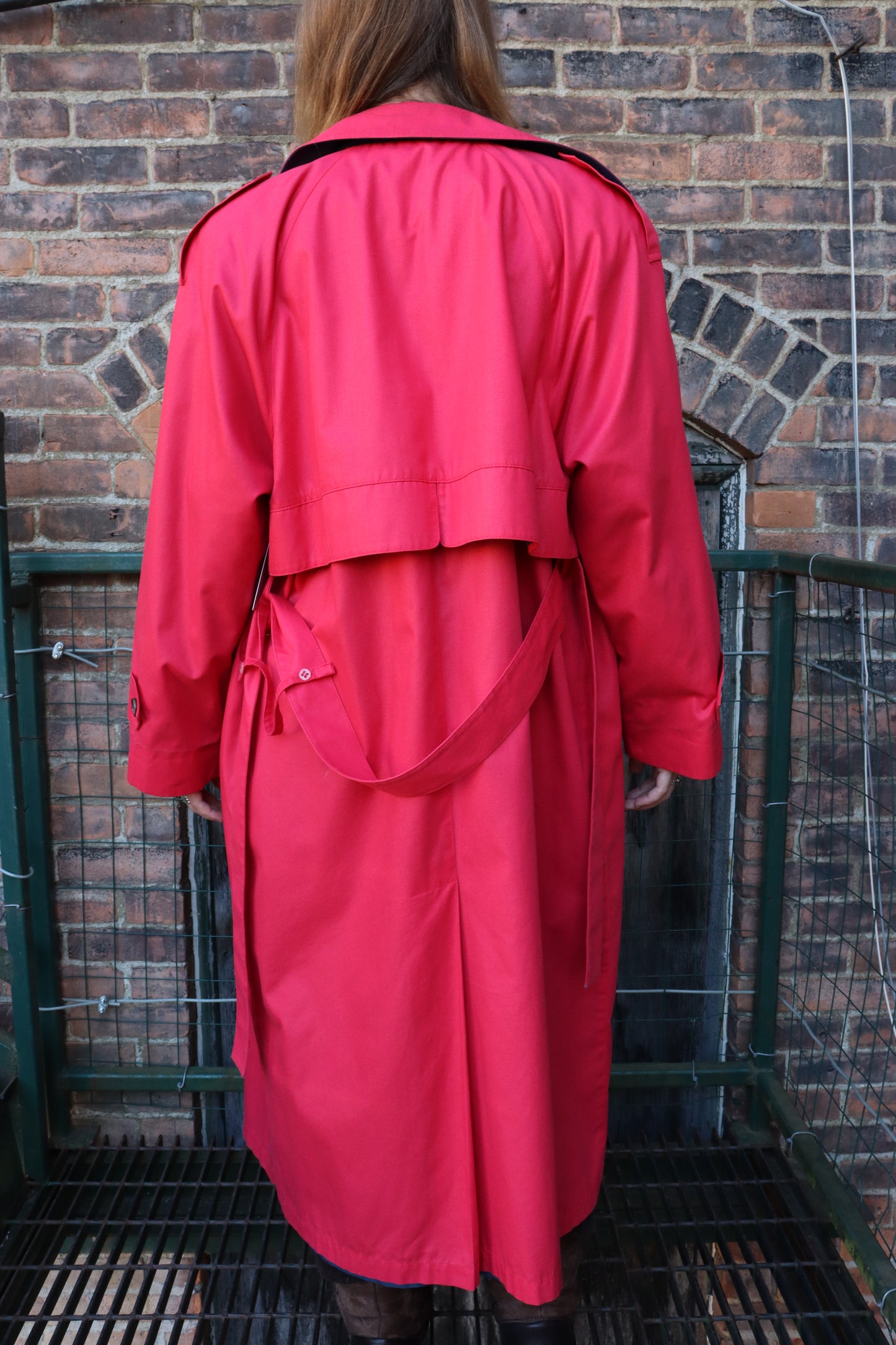 1980's London Fog Cherry Red Trench Coat