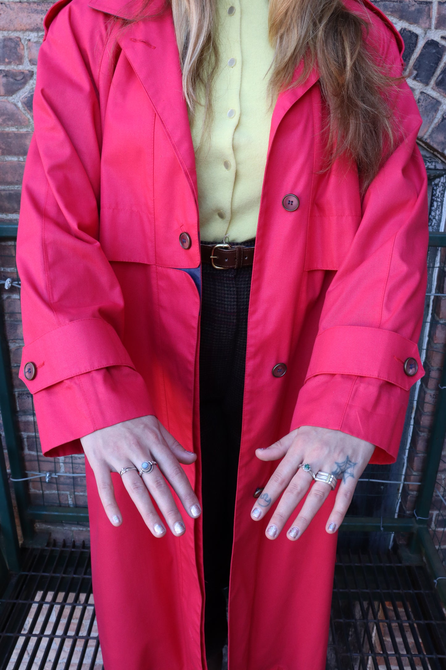 1980's London Fog Cherry Red Trench Coat