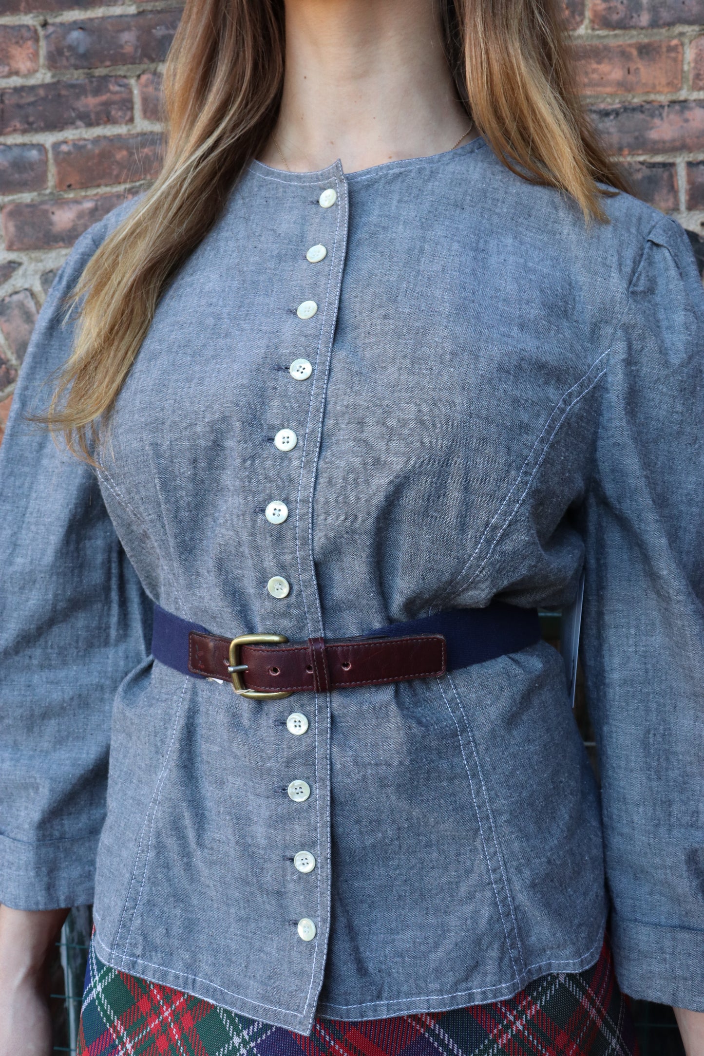 1970's Blue Canvas Leather Belt