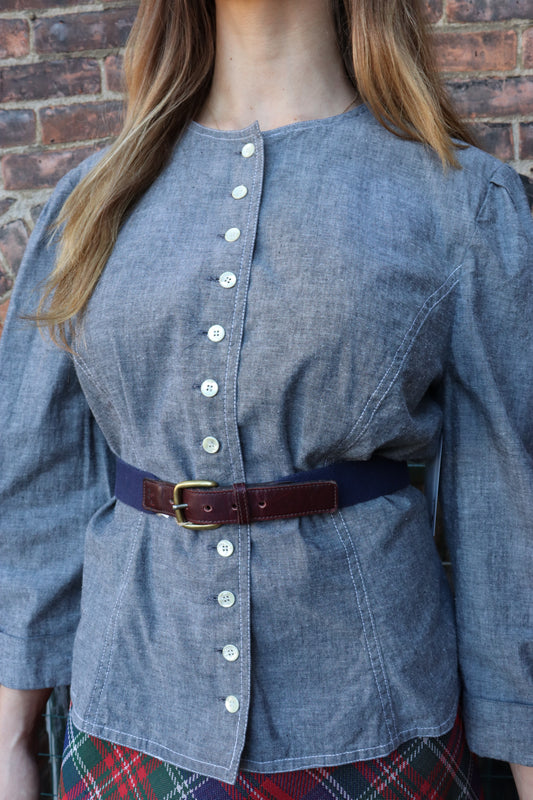 1970's Blue Canvas Leather Belt