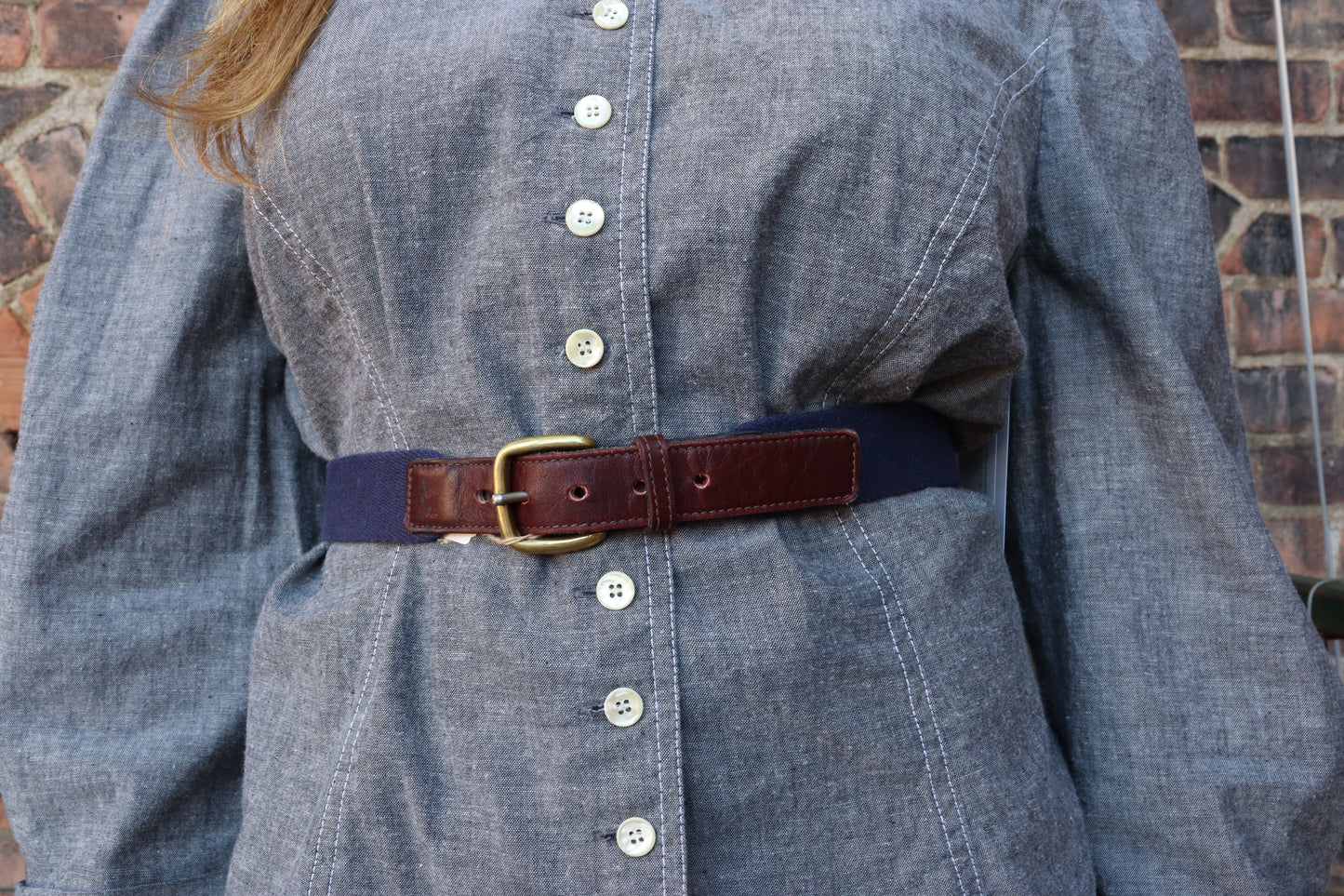 1970's Blue Canvas Leather Belt