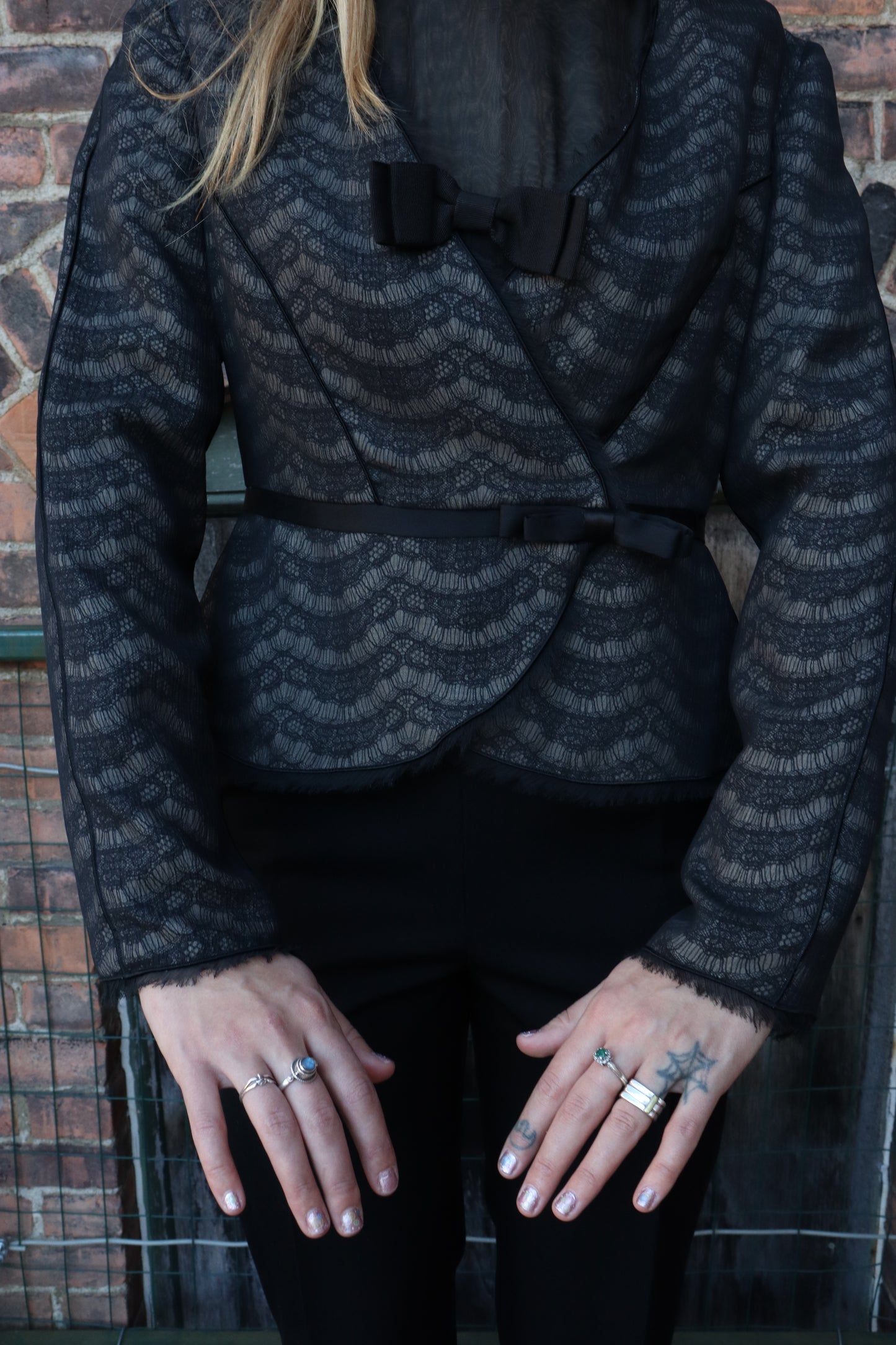 Y2K  Armani Collezioni Scalloped Lace Jacket