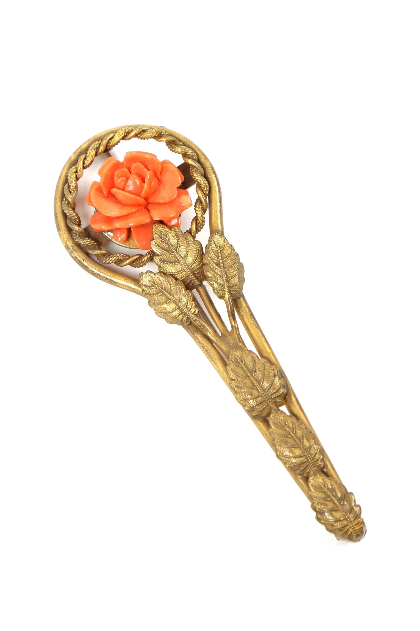 1930's Brass and Celluloid Rose Brooch