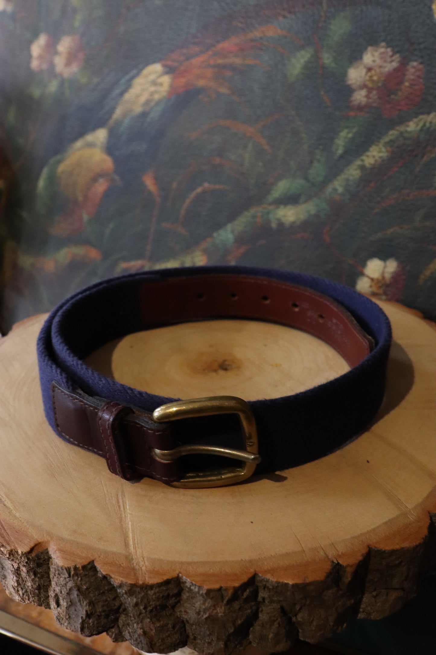 1970's Blue Canvas Leather Belt
