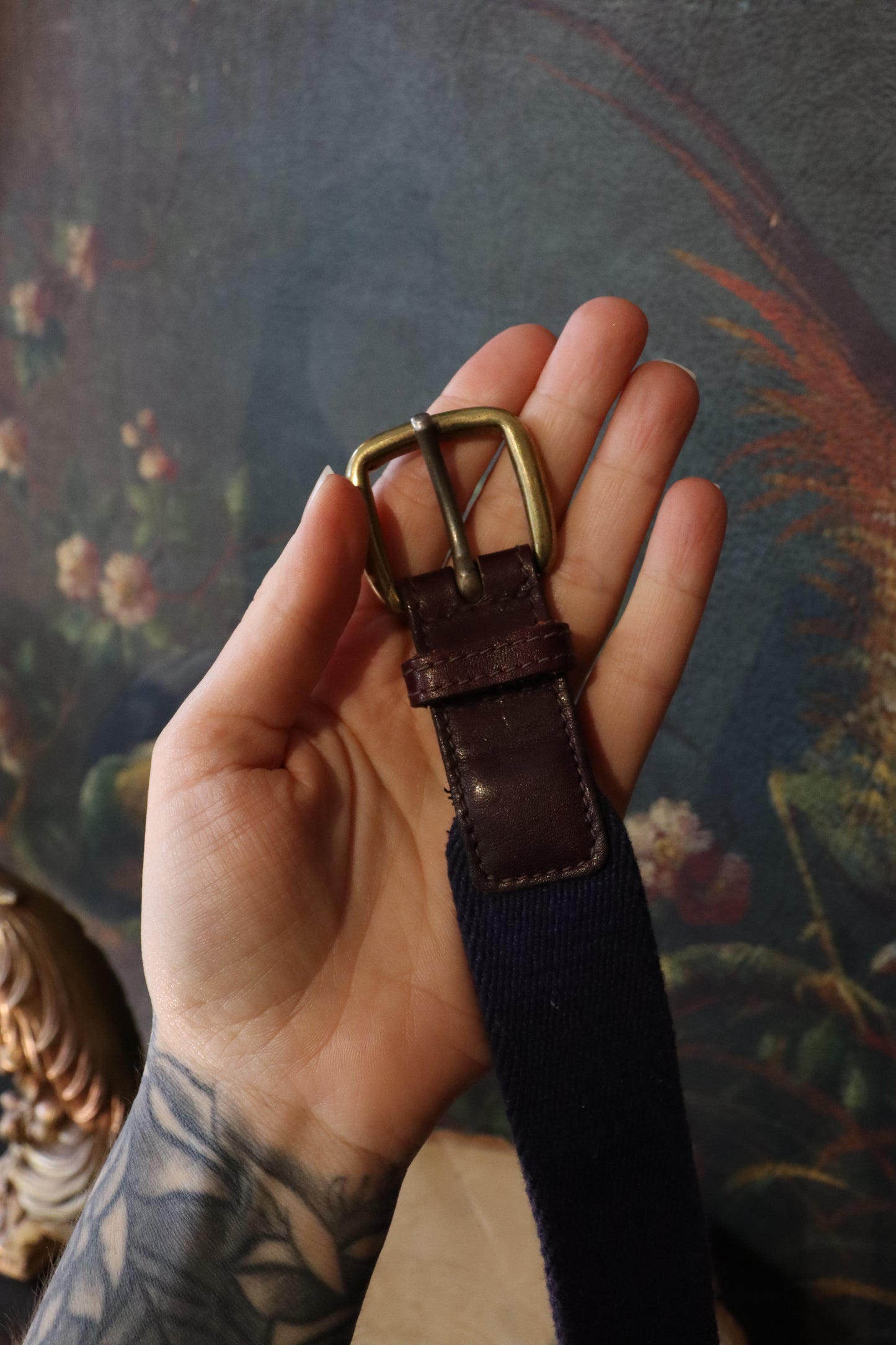 1970's Blue Canvas Leather Belt