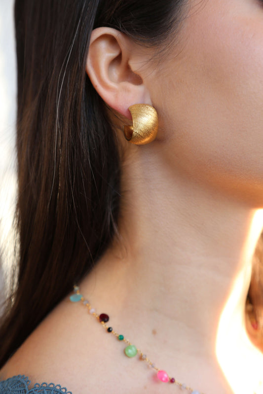 1980's Brushed Golden Hoops