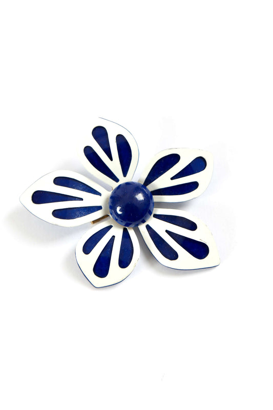 1960's Blue Enamel Flower Brooch