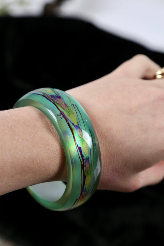 1980's Painted Feather Bangle