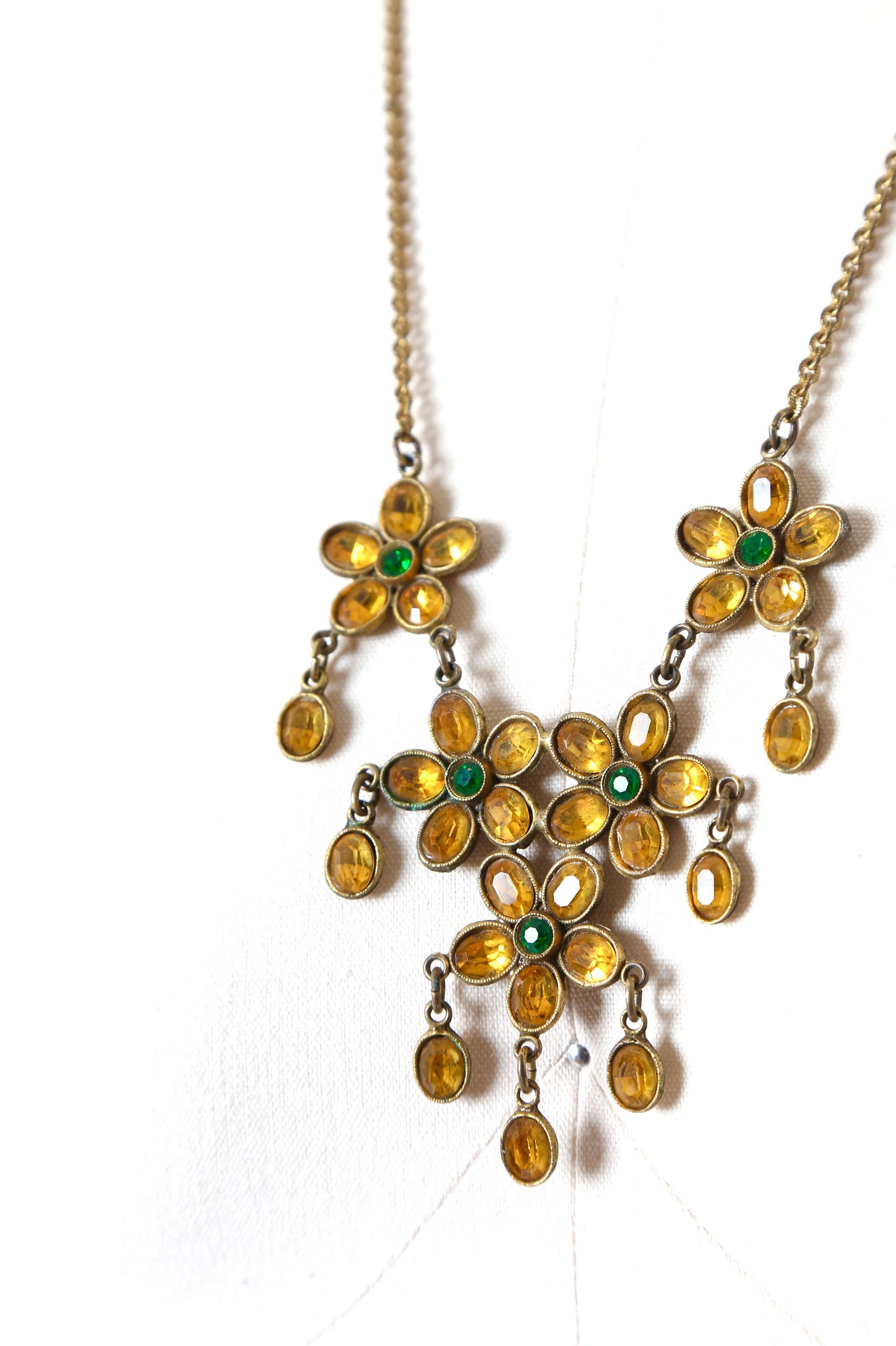 1930’s Amber Glass Flower Necklace