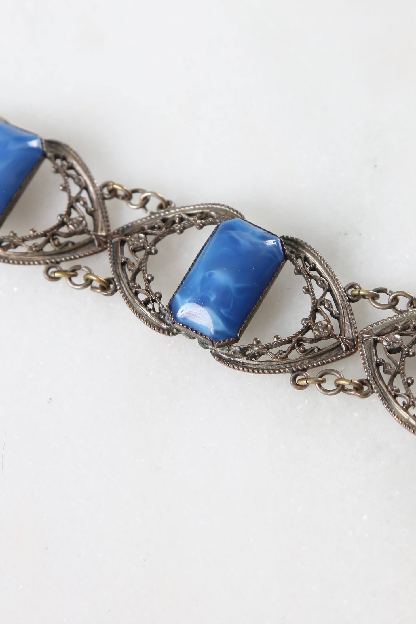 1930's Blue Slag Glass Bracelet