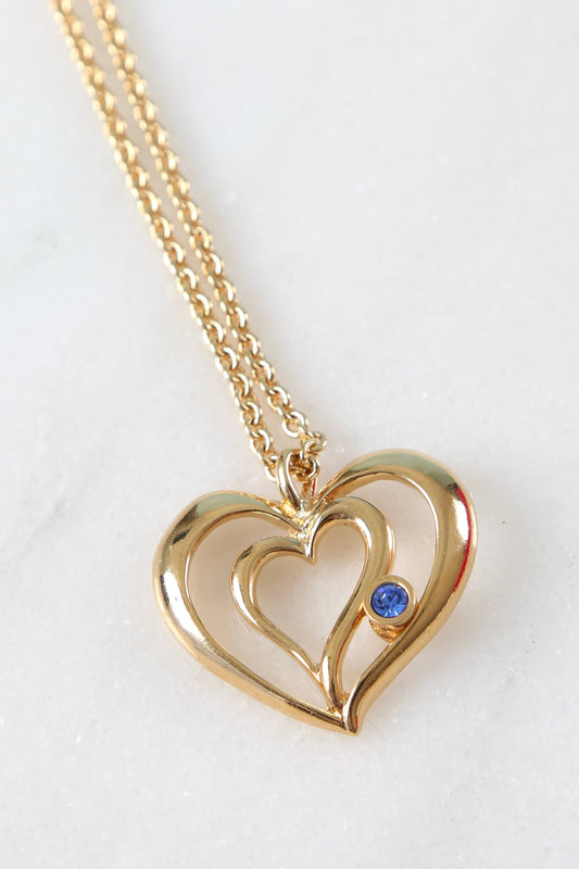 1990's Double Heart Birthstone Pendant