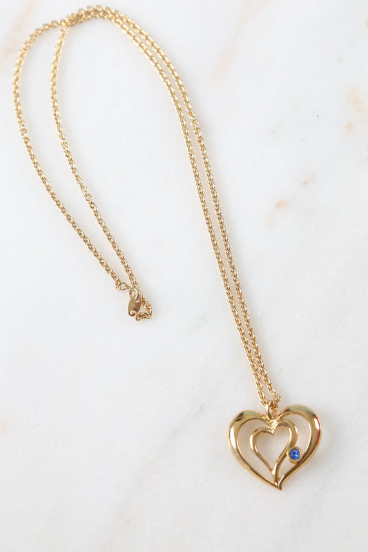1990's Double Heart Birthstone Pendant