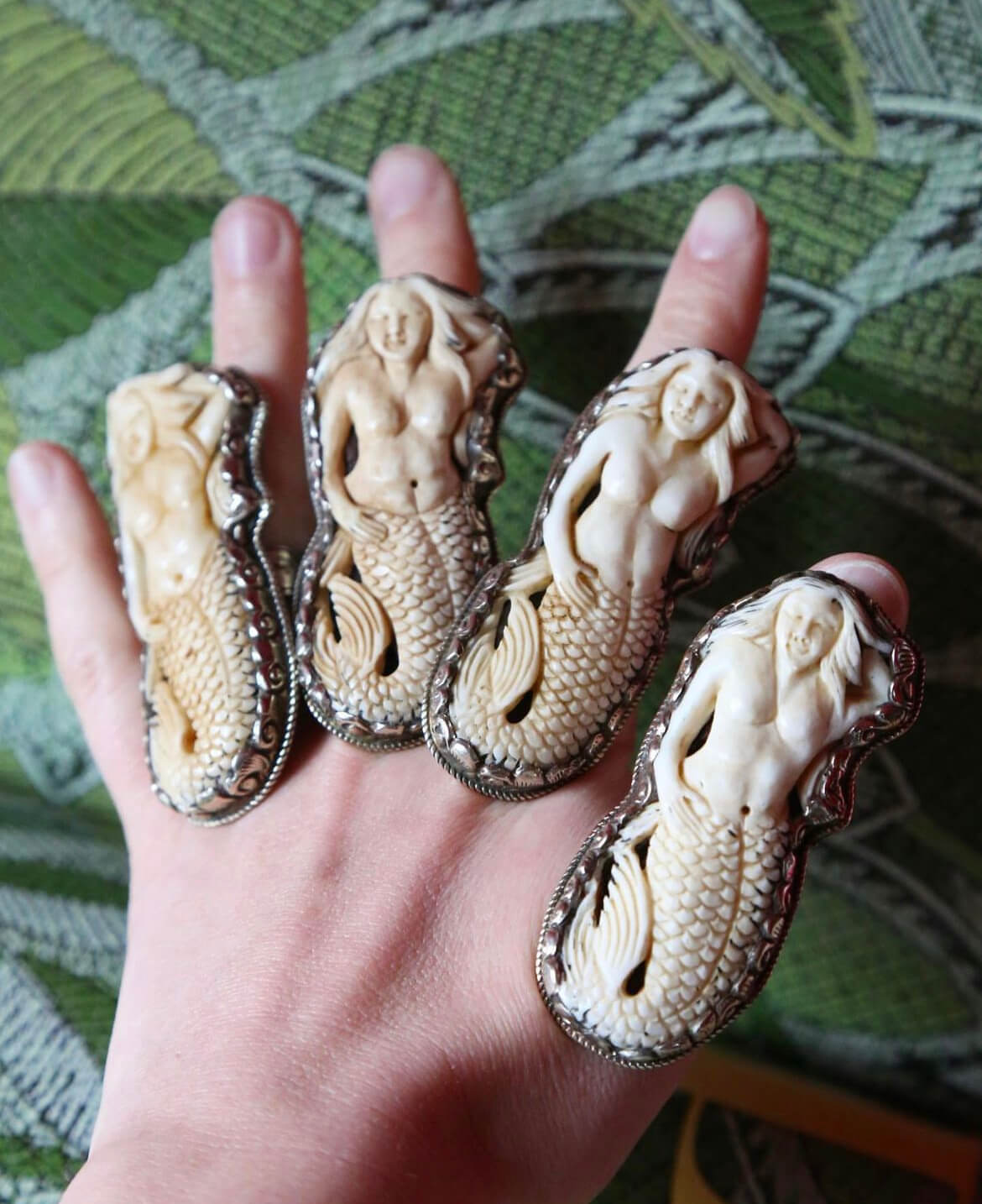 Artisan Carved Mermaid Statement Ring