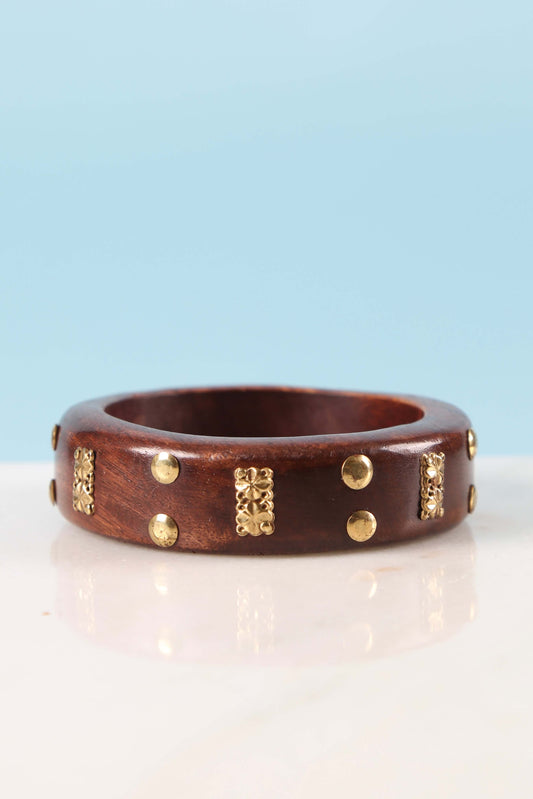1970's Studded Wooden Bangle