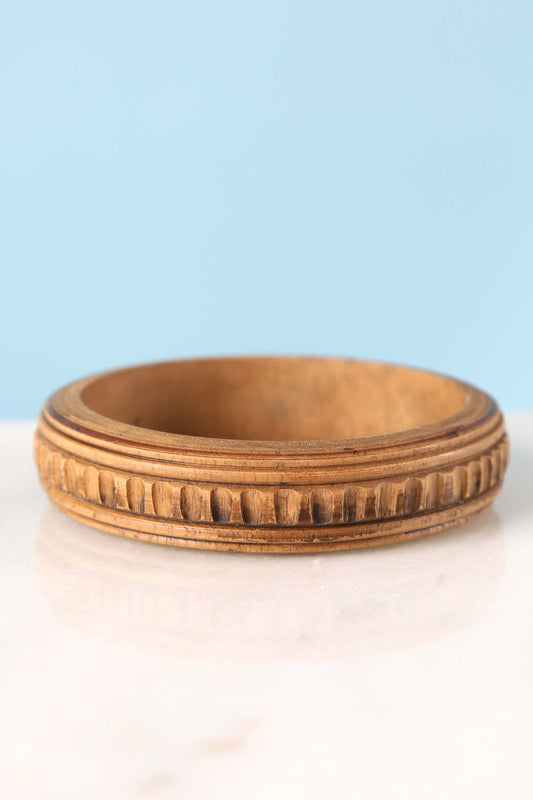 1970's Carved Wooden Bangle