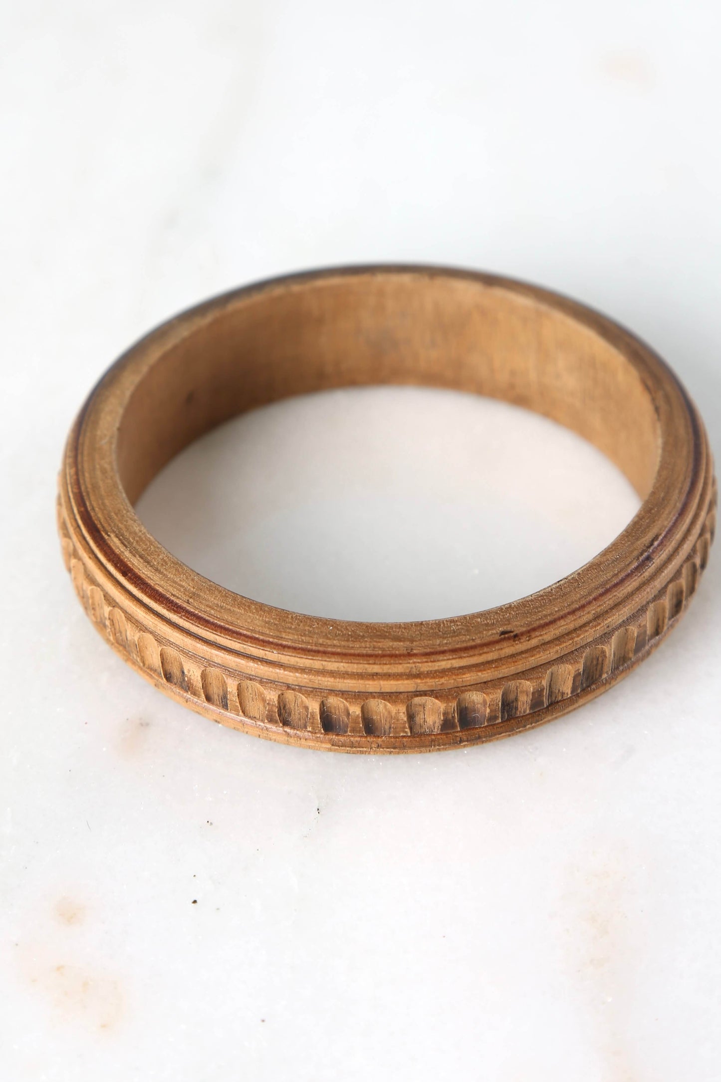 1970's Carved Wooden Bangle