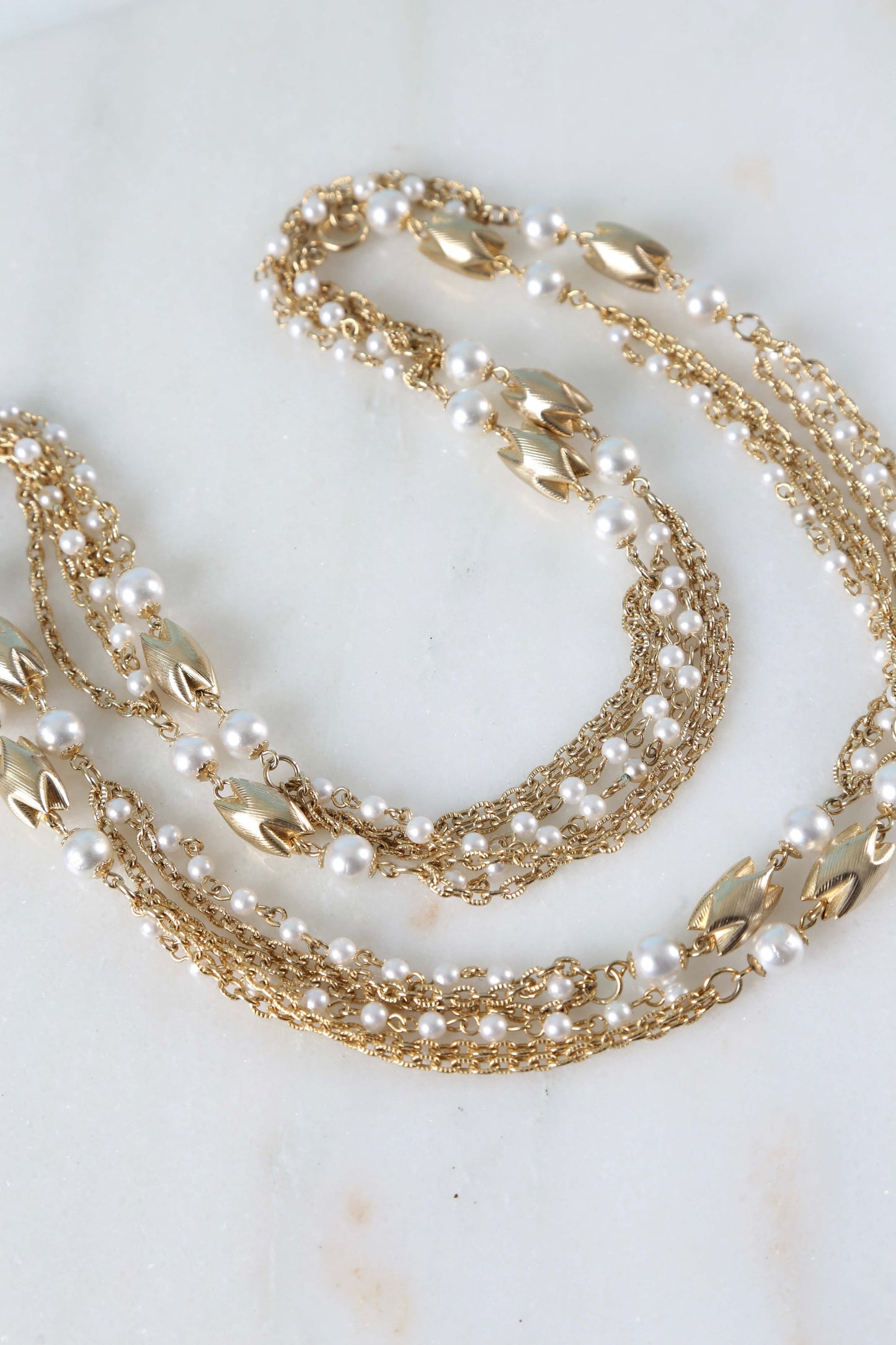 1960's Opera Length Faux Pearl Necklace