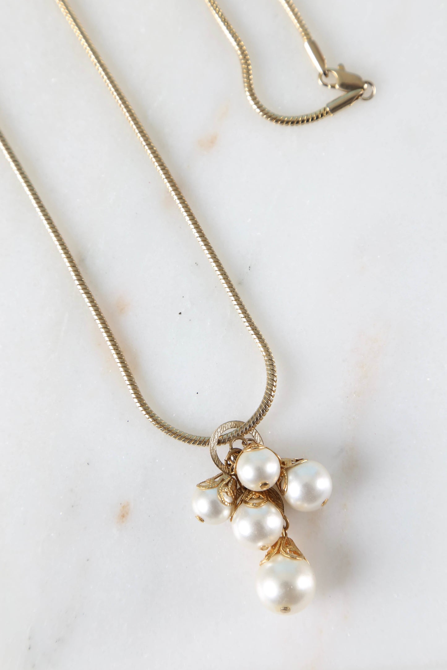 1980's Faux Pearl Charm Necklace