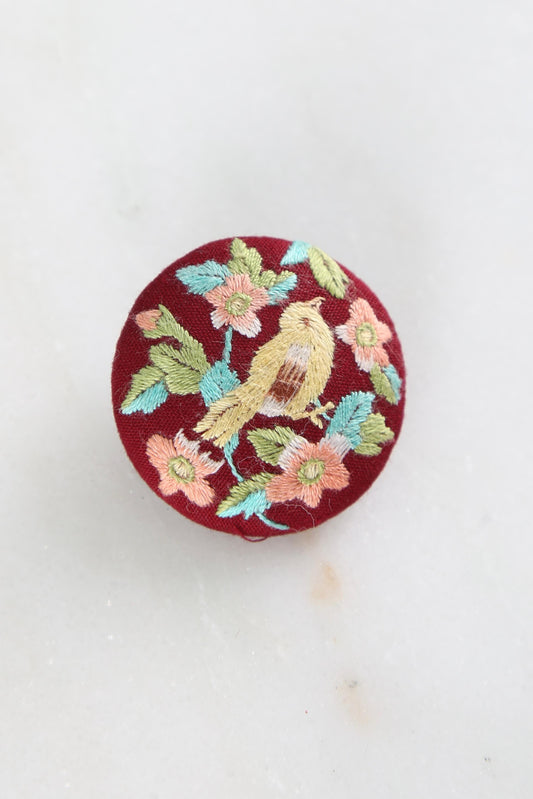 1960's Embroidered Goldfinch Brooch