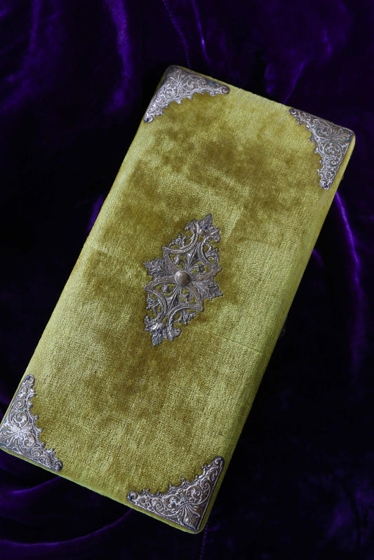 1890's RARE Absinthe Velvet Dresser Box Set